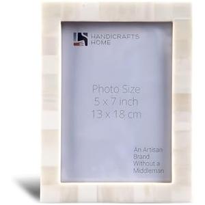 Handicrafts Home White 5x7 Picture Frame for Christmas Decor and Holiday Photo Frame for Modern Minimalist Home Decor, Wedding Gift, Vintage Bone inlay Frames for Aesthetic & Living Room Picture Frame