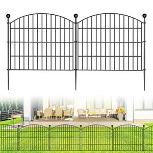 No Dig Decorative Garden Fence Animal Barrier - 5 Panels - 24 in (H) x 10 ft (L) - Dog Fence Outdoor for Yard, Rabbits and Small Pets - Tall Rustproof Metal Wire Fencing Border for Garden and Patio