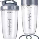7 Pieces nutribullet Blender Cups & Blade Replacement Set 32oz Huge Cup with 1 Flip-Top To-Go Lid and 1 Lid Ring & Premium Extractor Blade with Compatible with NutriBullet 600w/900w Blender