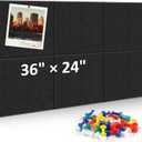Bulletin Board, 36"24" Felt Wall Tiles, 6 Pack Cork Boards for Office, Large Black Corkboard for Office Home (with 30 Pcs Push Pins) (Black)