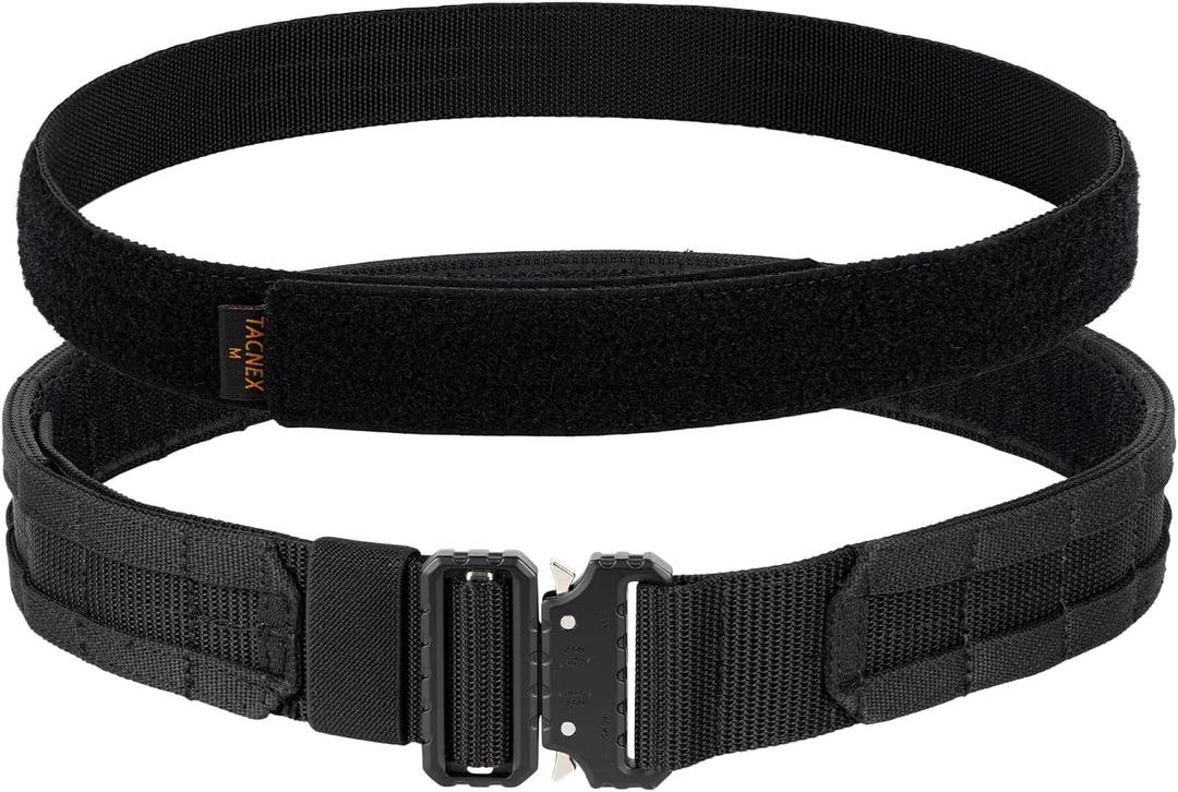 TACNEX Tactical Gun Belt Molle Battle Belt 1.75" & 1.5" Rigger Heavy Duty Belt (Black, S)