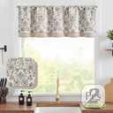 jinchan Linen Valance Kitchen Curtain Pack of 2 Double Layer 18 Inch for Living Room Bedroom Window Treatment Light Filtering Vintage Farmhouse Cottagecore Rod Pocket 2 Panels Grey on Beige
