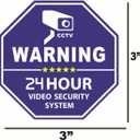 Security Camera CCTV Warning Sign Outdoor/Indoor, 24 Hour Video Surveillance, 6 Vinyl Stickers, 3.3" x 3.3" each