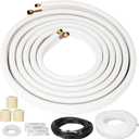 25 Ft Mini Split Line Set Air Conditioning Copper Tubing Pipe Extension 1/4" & 3/8" PE Thickened for AC and Heating 9000BTU (White)