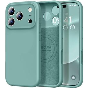 Vooii Magnetic for iPhone 17 Pro Case, Compatible with Magsafe (Premium Liquid Silicone) (Integrated Camera Control Button) Full Body Protective Anti-Scratch Microfiber Lining 6.3", Pine Green