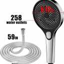 Handheld Shower Head - 3 Modes Pressure, 258 Anti-clog Nozzles,Stainless steel water pipe 59IN, Large 5.1-inch Panel for a More Omfortable shower