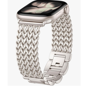 Metal Band Compatible with Apple Watch Bands for Women 40mm 41mm 42mm 38mm 44mm 45mm 46mm 49mm, Dressy Stainless Steel Link Bracelet, Designer Strap for iWatch Series 11/SE/10/9/8/7/6/5/4/3/2/1/Ultra Starlight