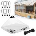 3x10ft Chicken Coop Covers Accessories for Winter - Easy to Install Waterproof Chicken Run Tarp with Elastic Cords & Rope