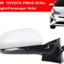 for TOYOTA PRIUS Passenger Side Mirror Assembly 2016 2017 2018 2019-2024 WHITE | Power | Heated |BSM/Blind Spot Monitoring Replacement TO1321357 for TOYOTA PRIUS Accessories