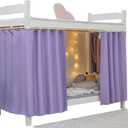 Heavy-Duty Blackout Bottom Bunk Bed Curtains Privacy Canopy Twin Size for Home Dorm, 2 Panels, Purple