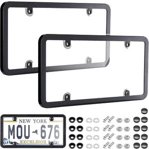 Clear License Plate Cover & Frames, 2PCS License Plate Protector Rust-Proof Auto Licenses Plates Holder with Screws & Caps, Universal Vehicle License Protector (transprent)
