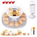 Incubators for Hatching Eggs, 12 Egg Incubator with Automatic Turning and Temperature Control, Automatic Water Adding, LED Egg Candler, for Hatching Chickens, Duck, Quail, Goose Eggs