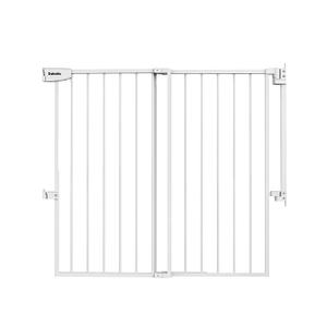 Babelio 34" Tall No Bottom Bar Baby/Dog Gate for Stairs, House and Doorways, 29.7-46.5" Auto Close Safety Pet Gates with Large Walk Thru Door, Hardware Mount, White