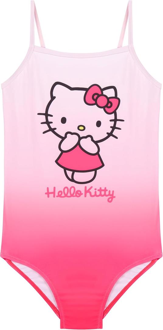 Hello Kitty Anime Girls Bathing Suit Kawaii Swimwear Stretchy Swimsuit for Beach Pool (13-14 Years, Pink)