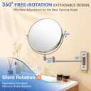 Auxmir 1X/30X Wall Mounted Makeup Mirror, Double-Sided Magnifying Mirror with Tweezers, Bathroom Makeup Mirror, Cosmetic Vanity Mirror with 360 Rotation Extendable Swivel Arm, Nickel
