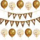 Cheetah Theme Balloons & Banner, Animal Party Decors for Girls Birthday, Baby Shower & Animal Themed Party (Gold)
