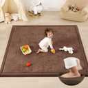 1.3" Thick Baby Play Mat for Floor, 39x59 Foam Tummy Time Mat, Padded Support Soft Plush Nursery Rug for Infant Kids Toddler Crawling Kick Activity (Chocolate Brown)