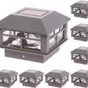 GreenLighting Modern Solar Post Cap Lights Fits 4x4 Wood, 4x4 & 5x5 PCV/Vinyl Outdoor Solar Powered Light, Fence Post, Landscaping, Deck, Garden- Bright LED, Waterproof Gray 8 Pack