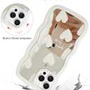 Jusy Compatible with iPhone 12 Pro Case with Wavy Edge, Cute White Heart Mirror Curly Phone Cases, Shockproof Hard PC & Soft TPU Bumper Protection Cover for Women Girls with Bracelet Chain