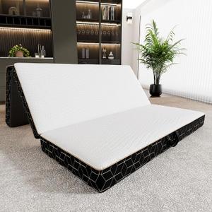 GEMBED Tri-Fold Memory Foam Mattress Twin - 6 Inch Folding Sofa Mattress with Handle & Washable Cover, Floor Bed with Non-Slip Base, Space-Saving for Room, Travel, Guest Bed, RV, 75"x38"x6"
