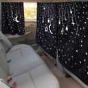 BBTO Privacy Curtains Set - 3 Car Dividers for Windows, Sedan, SUV, Travel & Camping - Detachable, Moon & Star Design