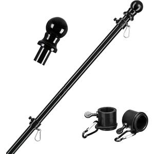 Barcetine Black Flag Poles for Outside House  6ft Tangle Free Flag Pole for House,Heavy Duty Metal Flagpole,Outdoor Flagpoles Residential for Porch,Fence (Without Bracket)