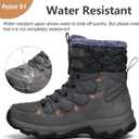 Men's Winter Snow Boots Water Resistant Non Slip Warm Outdoor Lightweight Comfortable Durable 7.1 IN Height Hiking Shoes, Size 9
