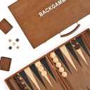 ropoda Sapele Wood Backgammon Board Game Set (18 Inches) for Adults and Kids - Classic Board Strategy Game - Portable and Travel Backgammon Set with Wooden Playing Pieces and Accessories