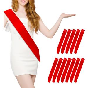 12 Pcs Sash Blank Satin Sash Party Favors Red Sash Plain Sash Pageant Sash Satin Sash Sashes for Birthday, Wedding, Graduation, DIY, Beauty Pageant, Hen Party, Homecoming, Make Your Own Sash