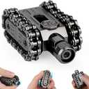 4 in 1 Metal Tank Fidget Slider Chain Spinner Hand Roller Finger Clicker Toy, Tactile Feedback Mechanical Clicking Sound Fidget Desk Toy, EDC Stress Relief Focus Gadget for Adults Kids, Black