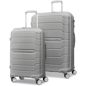 Samsonite Freeform 2-Piece Luggage Set - Carry-On & Large Checked Luggage with Dual Spinner Wheels - Durable Polypropylene Hard-shell - TSA Lock, Airline-Approved - Expandable Hard Shell - Light Grey
