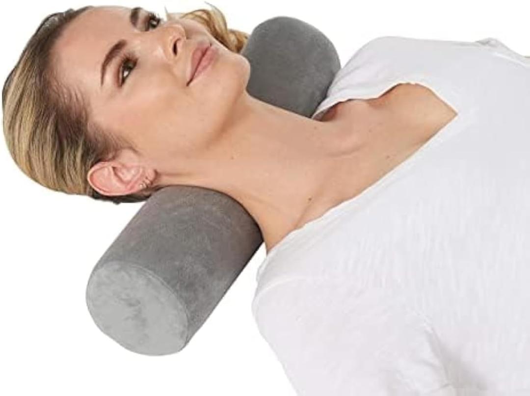 AllSett Health Cervical Neck Roll Memory Foam Pillow, Bolster Pillow, Round Neck Support for Sleeping | Bolster for Bed, Legs, Back and Yoga