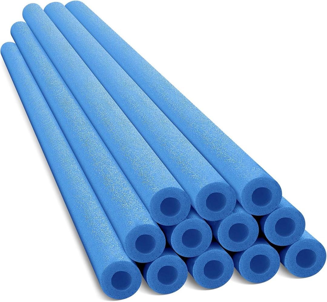 Nezyo 12 Pack Pool Noodles Foam Swim Noodles 52 Inch Jumbo Hollow Swimming Pool Noodle Bulk Floats Heavy Duty for Xmas Decoration Craft Projects Padding Bumper (Blue)
