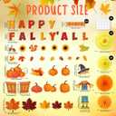Pasimy Fall Bulletin Board Classroom Decorations with Paper Fans 3D Maple Leaf Scarecrow Autumn Pumpkin Cutouts Fall Autumn Thanksgiving Bulletin Board for Harvest School Classroom Decor