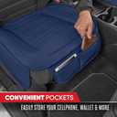 Motor Trend Faux Leather Car Seat Cover Front Bottom Seat Cushion Cover - Classic Luxury Wrap Protector - Universal Fit for Cars, Trucks, SUVs, Vans 1pc (Navy)