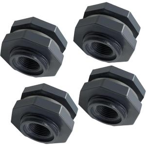 4pcs NPT1/2 PVC Bulkhead Fitting, 1/2 Inch Plastic Water Tank Connector Threaded Thru-Bulk Pipe Fittings for Rain Barrels, Aquariums, Bucket Hose Adapter, Ponds, Pools