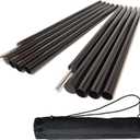 Tent Poles,Adjustable Portable Tent Poles-74.8" Sturdy and Durable Rustproof Thickened Iron Tent Stakes for Camping,Hiking,Van Awnings,Beach Awning Tent Accessory with Storage Bag-2 Pack (Black)