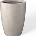 Kante 18.1" H Tall Round Concrete Planter for Outdoor Indoor, Modern Decorative Plant Pots with Drainage Hole & Rubber Plug for Home & Garden Weathered Concrete