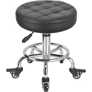 FLOLXNB Rolling Stool Low Roller Seat PU Leather, Rolling Chair Height Adjustable, Garage Stool with Wheels for Manicure Mechanic Home Office Garage Shop (Style 2)