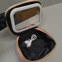 Small Makeup Bag with Led Mirror, Mini Travel Make up Bag 3 Light Modes Adjustable Brightness, for Women Organizer Cosmetic Bag, Portable Travel Train Toiletry Bag, for Pool Parties Work Touch-Ups (Pink)