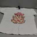 Pink Ghost in Cowboy Hat with Sunflowers Western Halloween T-Shirt Size S
