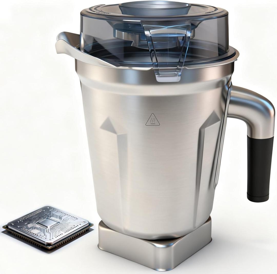 Built-in Chip 64oz Stainless Steel Container Blender Pitcher, Replacement Jar Compatible with Vitamix 5200, 750, 6300, E310, Vm0103, Vm0197, E310, A2500, Explorian,Ascent Series, 