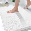 Yimobra Large Bathroom Rugs 36"x24", Non Slip Bath Mat for Tub, Shaggy Rug Floor Carpet, Extra Soft Super Absorbent Quick Dry, Machine Washable,White