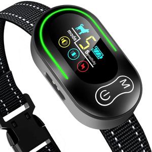 Dog Bark Collar - Rechargeable Smart Barking Collar, Anti Bark Training Collar with Adjustable Sensitivity Beep Vibration Shock, Bark Shock Collar for Large Medium Small Dogs (Black)