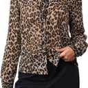 Women's Leopard Print Tops Button Down Shirt Long Sleeve Blouses Shirts Dressy Fashion Tops, Size Small