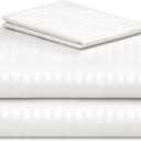LuxClub Striped Sheets, 3 PC Striped Bed Sheets Twin Size for-Boys-and-Girls-Deep Pockets Wrinkle Free-Kids-Fitted Sheets Machine Washable Hotel Bedding (Twin, White)