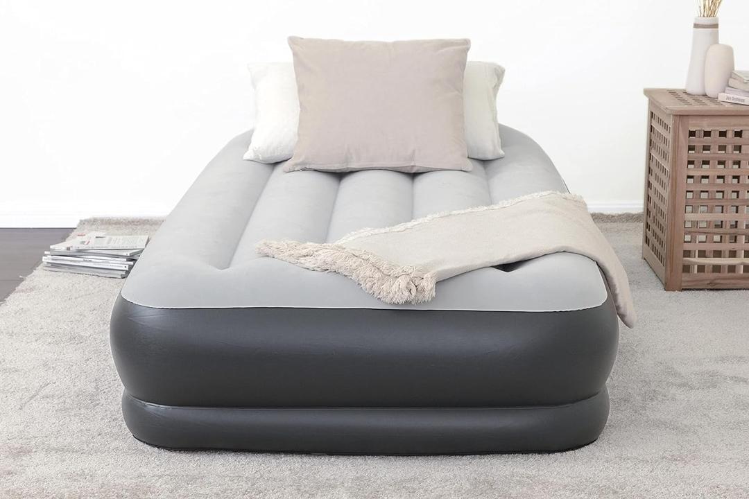 SleepLux Durable Inflatable Air Mattress with Built-in Pump, Pillow and USB Charger, 15" Tall Twin