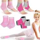 Tarpop 2 Pairs Kids Ankle Brace Set Foot Support Stabilizer Wraps Protector Guard Knitted Ankle Sleeve Sock Support Compression Socks for Injury Prevention(Pink,Medium) (Small)