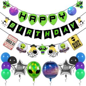 Pirese Alien Party Decorations, Alien Birthday Decorations, UFO Party Decorations | Space Birthday Decorations | Space Themed Party Decorations | Alien Birthday Banner | Alien Party Supplies | Area 51