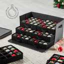 Premium Large Christmas Ornament storage Box, with Side Open, Drawer Style Trays - 3" Compartment, 8 Trays, Keeps 128 Holiday Ornaments & Xmas Accessories, Storage Container Made Of 600D Oxford Fabric